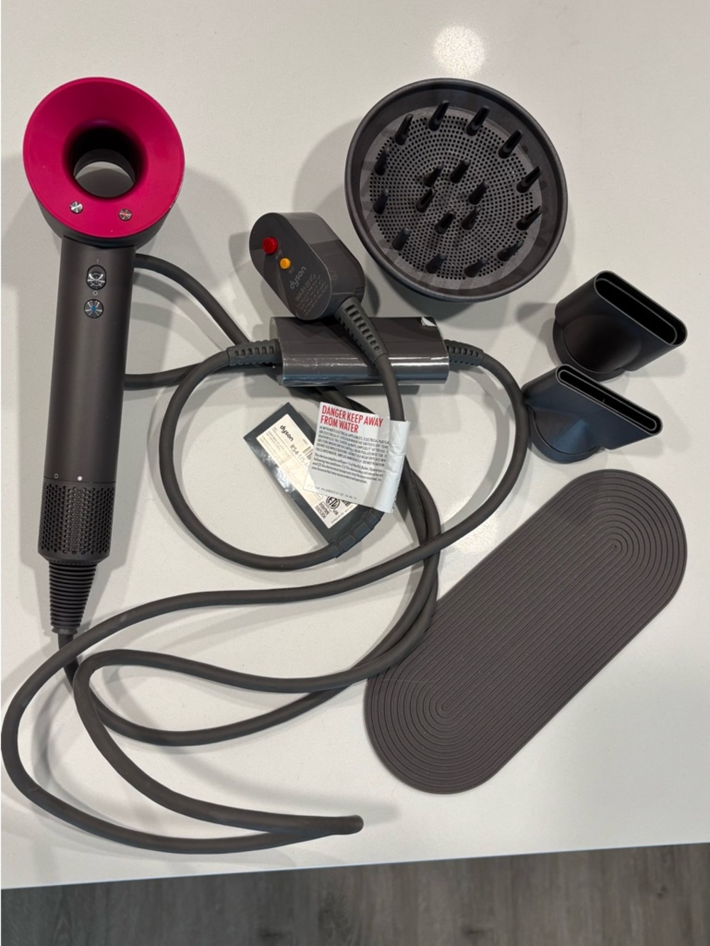 Dyson Hair Dryer in Gray with Pink Interior